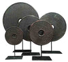 Bi-disc in dark brown tones with carved dots - design decorations