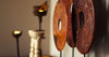 Bi-disc in red-brown tones with carved circles - Design interiors