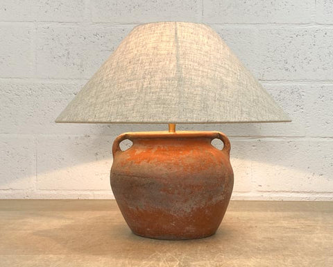 Antique terracotta pot lamp