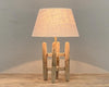 Rustic lamp made of an old weaving tool bobbin - Country Chic interiors