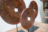 Bi-disc in red-brown tones with carved circles - Design interiors