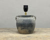 Small rustic grey pot lamp