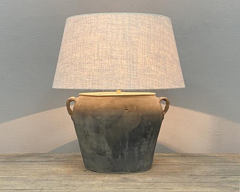 Dark grey pottery lamp