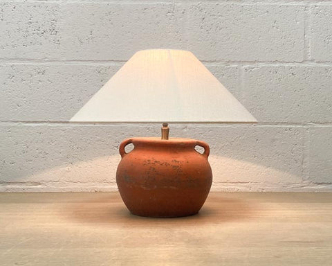 Small antique terracotta pot lamp